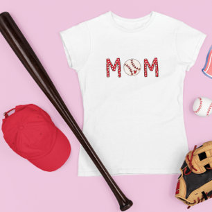 Baseball Mom Red Polka Dot Baseball Heart T-Shirt