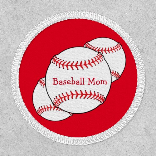 Baseball Mom Red Sports Patch