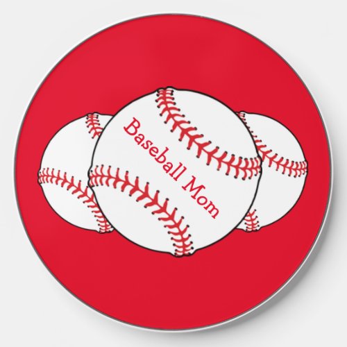 Baseball Mom Red White Wireless Charger