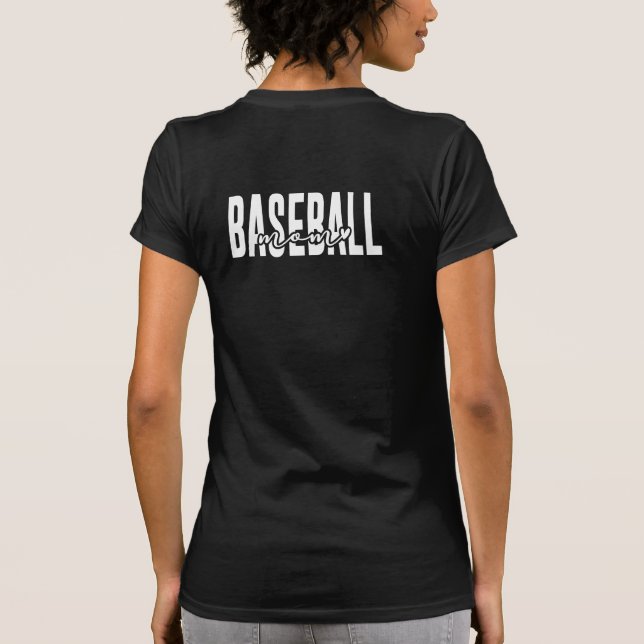Baseball Mom Script Bella & Canvas Black T-Shirt (Back)