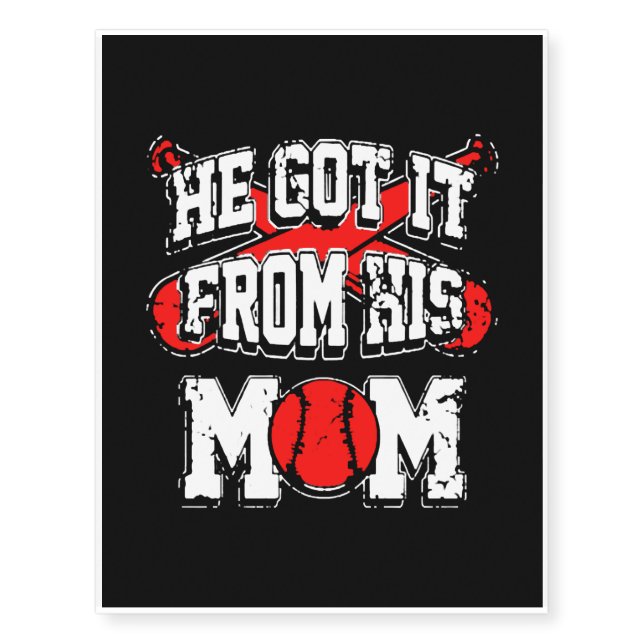 Baseball Mom Shirt Temporary Tattoos (Front)