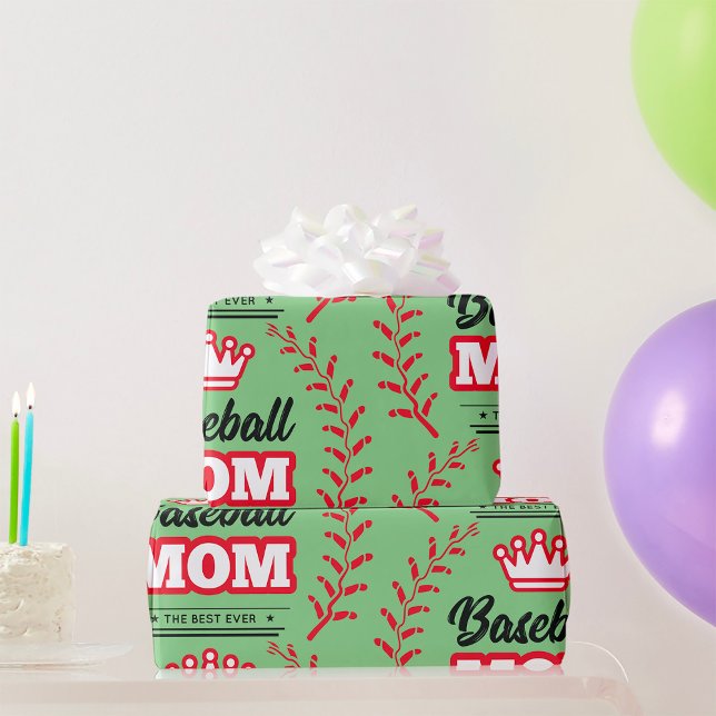 Baseball Mom Shirt The Best Ever Crown  Wrapping Paper (Creator Uploaded)