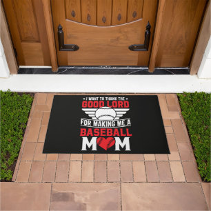 Baseball Mom Sports Parent Game Day Mother Doormat