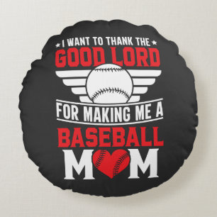 Baseball Mom Sports Parent Game Day Mother Round Pillow