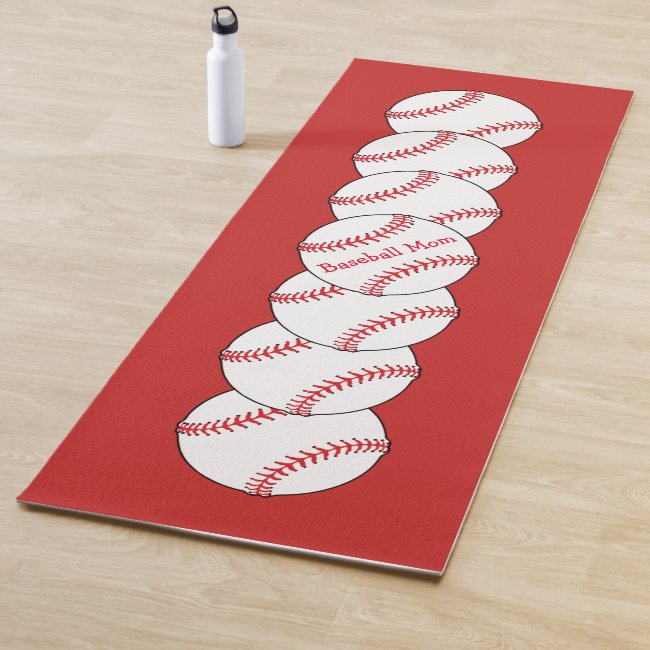 Baseball Mom Sports USA Red Yoga Mat