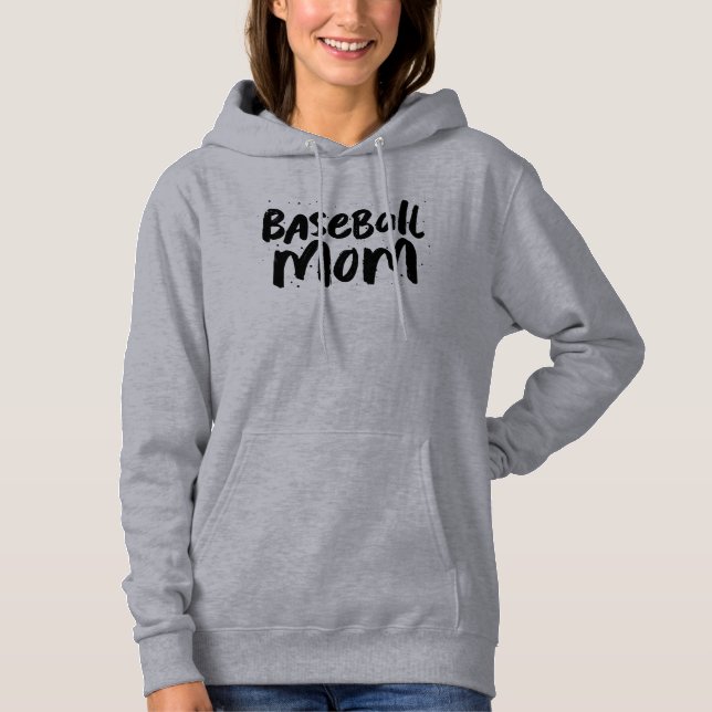 Baseball mom trendy personalized black type hoodie (Front)