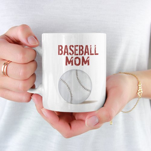 Baseball Mom Typography Red Sports Coffee Mug