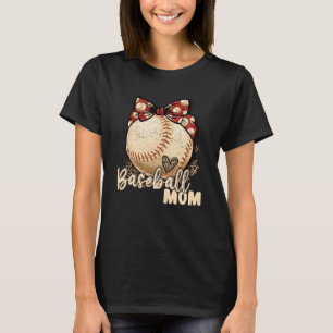 Baseball Mom Vintage Leopard Hearts For Grandma Mo T-Shirt