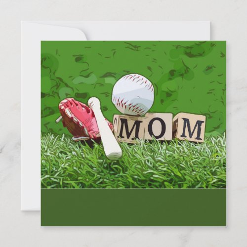 Baseball Mom with ball on green for Mothers day   Card