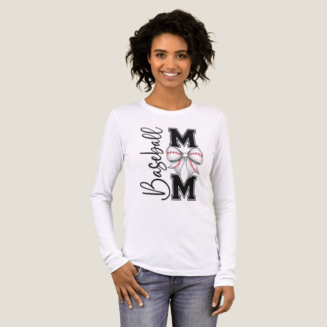 Baseball Mom With Coquette Bow Tri-Blend Shirt (Front Full)