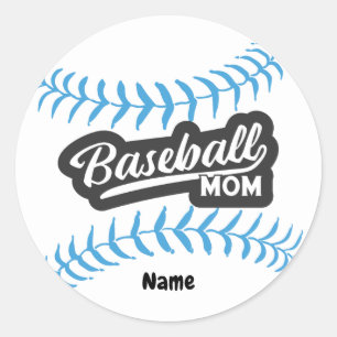 Baseball Mom with Name Classic Round Sticker