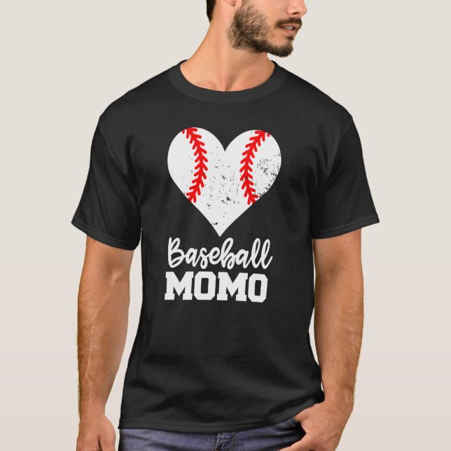 Baseball Momo Baseball Heart Grandma Momo T-Shirt (Front)