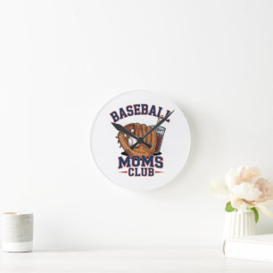 Baseball Moms Club Mother's Day Round Clock