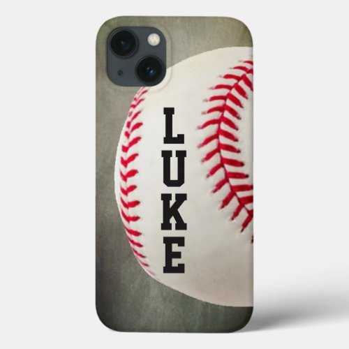Baseball Monogram or 2-4 Letter Name iPhone 13 Case - Realistic baseball photograph personalized with a monogram or a name up to 4 letters. Longer names will require adjusting the font size by clicking CUSTOMIZE FURTHER or contact the designer BEFORE ordering via the Zazzle Chat MESSAGE tab or makeitaboutyoustore@gmail.com if you'd like assistance with personalization, modification of or transferring this design.