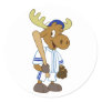 Baseball Moose Player Cartoon Classic Round Sticker