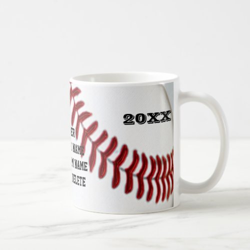 Baseball Mugs 3 Text Boxes for Players and Coach