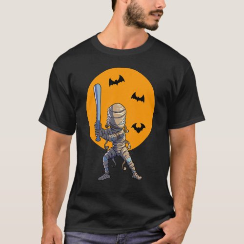 Baseball Mummy Halloween Men Boys Baseball Hallowe T_Shirt