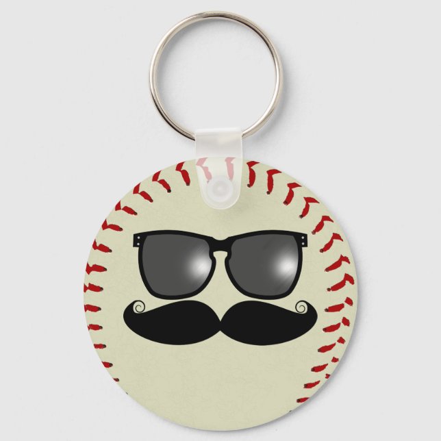 Baseball Mustache Keychain (Front)