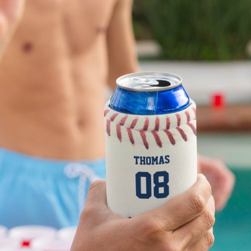 Baseball Name and Number Personalized Can Cooler