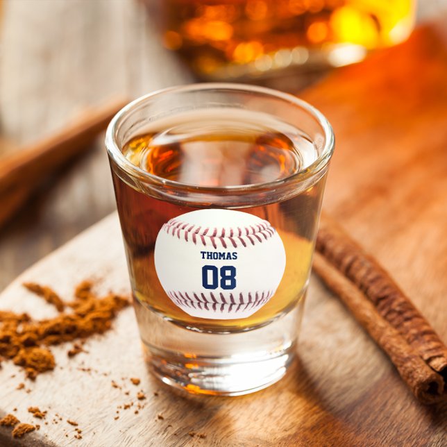 Baseball Name and Number Personalized Shot Glass (Creator Uploaded)