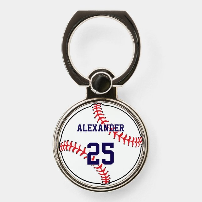 Baseball | Name & Number Phone Ring Stand (Front)