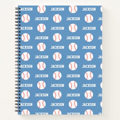 Baseball Name Pattern Light Blue Notebook