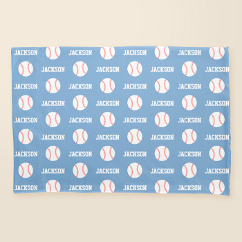 Baseball Name Pattern Light Blue Pillow Case by printcreekstudio at Zazzle