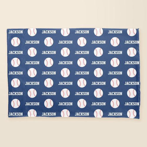 Baseball Name Pattern Navy Blue Pillow Case