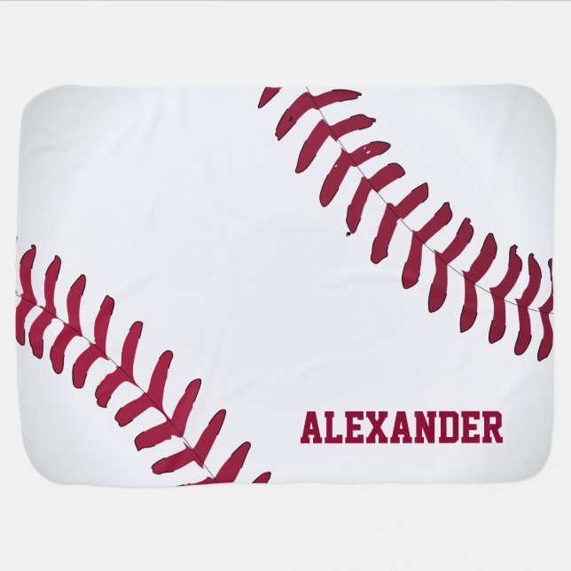Baseball Name Personalized Swaddle Blanket (Horizontal)