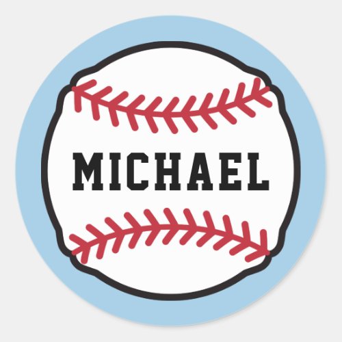 Baseball name tag sticker custom color background