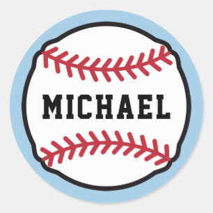 Baseball name tag sticker, custom color background