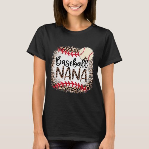 Baseball Nana Softball Leopard Matching Family T_Shirt