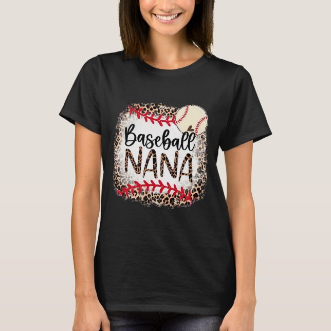 Baseball Nana Softball Leopard Matching Family T-Shirt (Front)