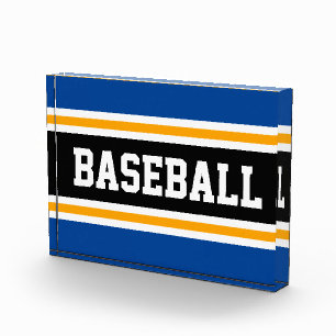 BASEBALL Navy Blue Black White Orange Stripes Photo Block