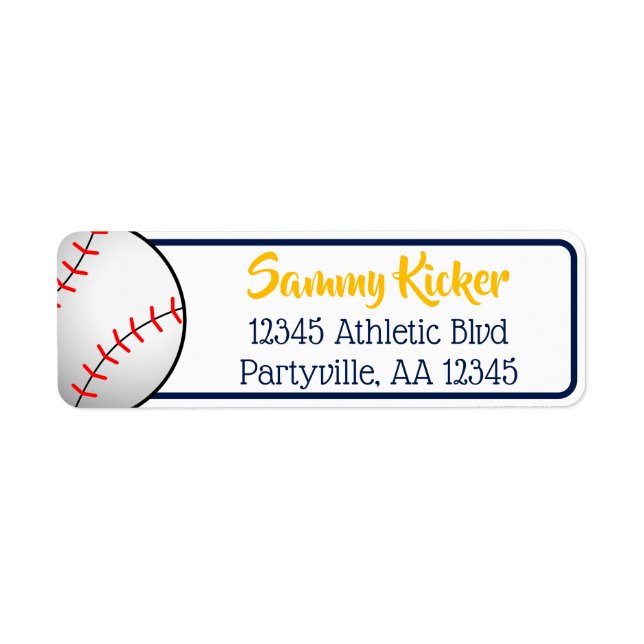 Baseball Navy & Gold Address Label (Front)