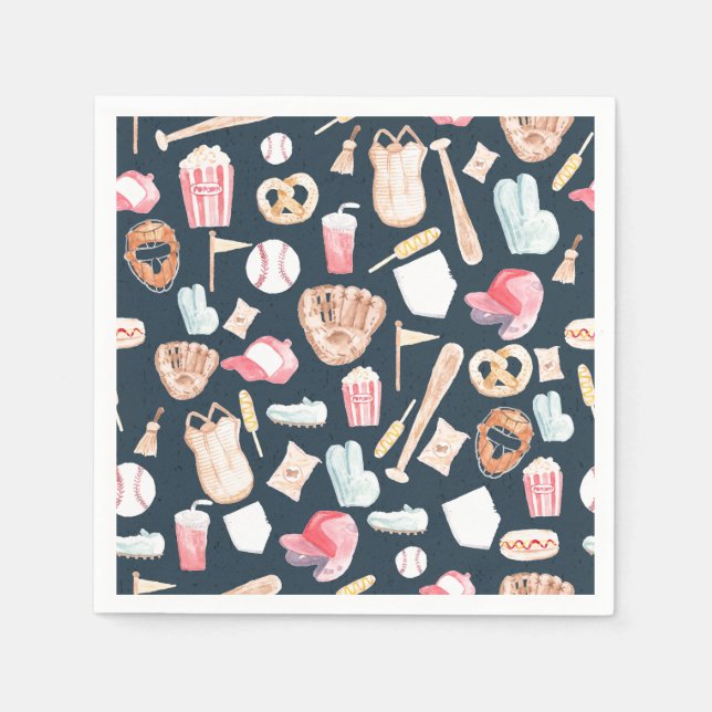 Baseball Navy Texture Napkins (Front)