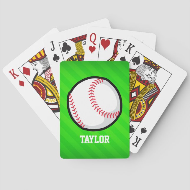 Baseball; Neon Green Stripes Poker Cards (Back)