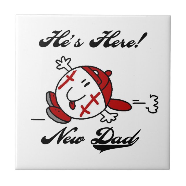 Baseball New Dad T-shirts and Gifts Ceramic Tile (Front)