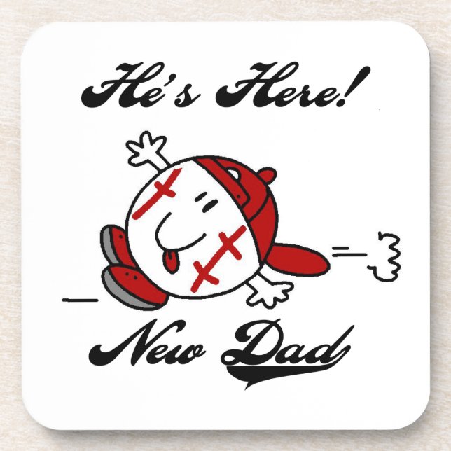 Baseball New Dad T-shirts and Gifts Drink Coaster (Front)