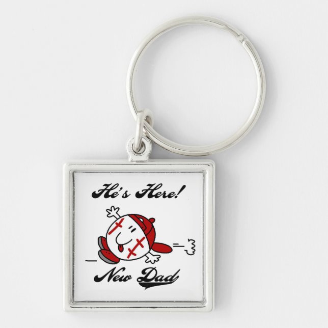 Baseball New Dad T-shirts and Gifts Keychain (Front)