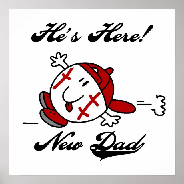Baseball New Dad T-shirts and Gifts Poster (Front)