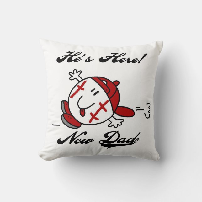 Baseball New Dad T-shirts and Gifts Throw Pillow (Front)