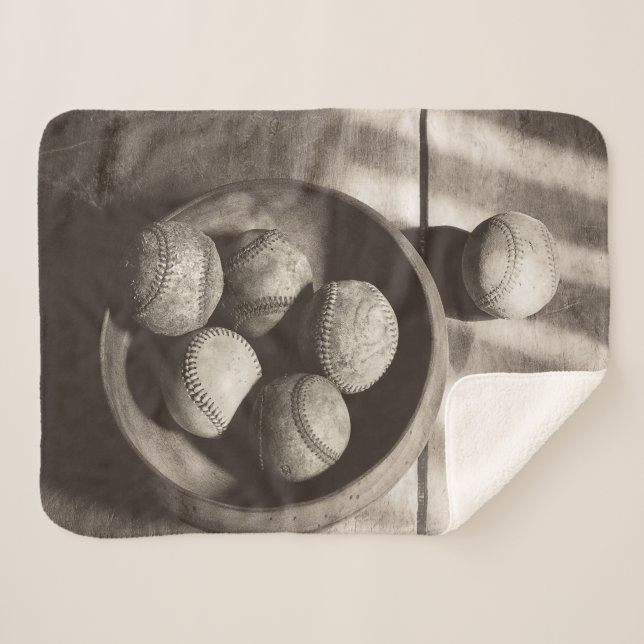 Baseball Nostalgia - Baseballs Sherpa Blanket (Front (Horizontal))