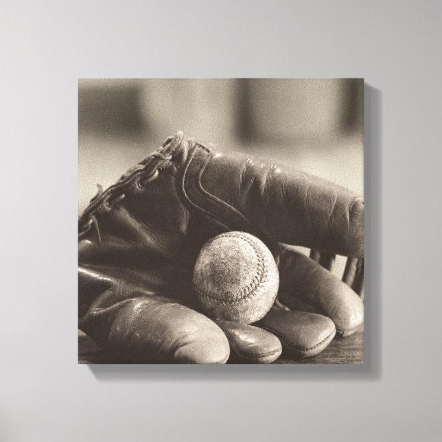 Baseball Nostalgia - Mitt and Baseball Canvas Print (Front)