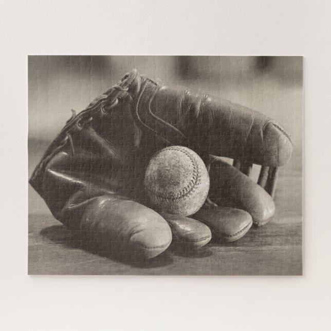 Baseball Nostalgia - Mitt and Baseball Jigsaw Puzzle (Horizontal)