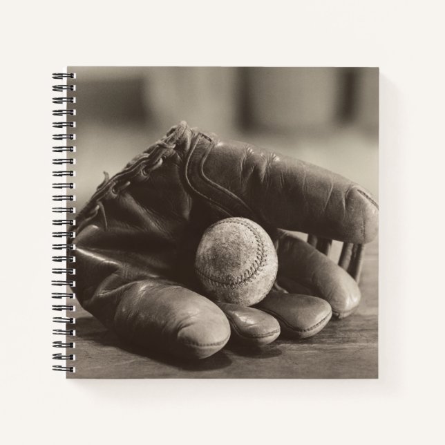 Baseball Nostalgia - Mitt and Baseball Notebook (Front)