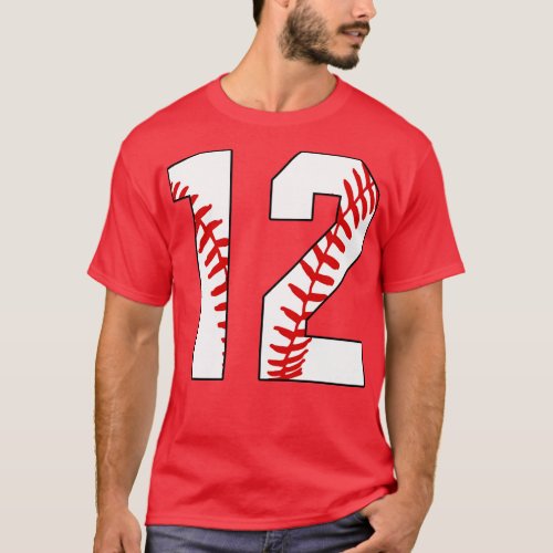 Baseball Number 12 12 Baseball  Jersey Favorite Pl T_Shirt