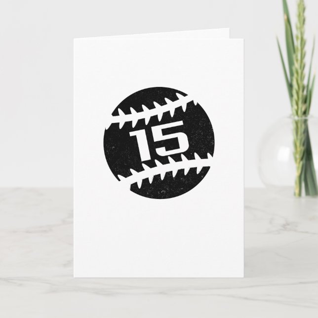 Baseball Number 15 Year Old Birthday Card (Front)