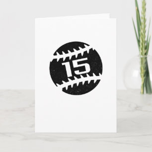 Baseball Number 15 Year Old Birthday Card