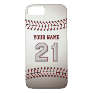 Baseball Number 21 with Your Name - Modern Sporty iPhone 8/7 Case